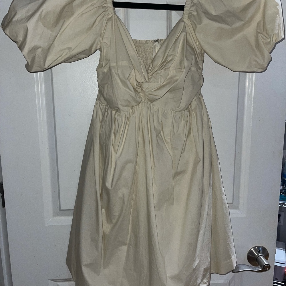en saison Cream Puff Sleeve Mini Babydoll Dress